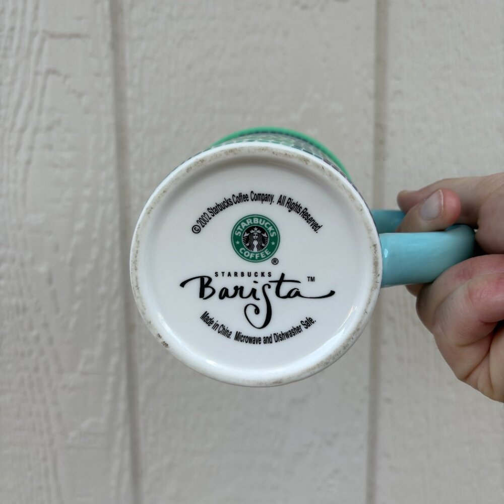 Vintage Starbucks Mosaic Tile Coffee Mug Blue Green Purple Barista Collection - Picture 3 of 4